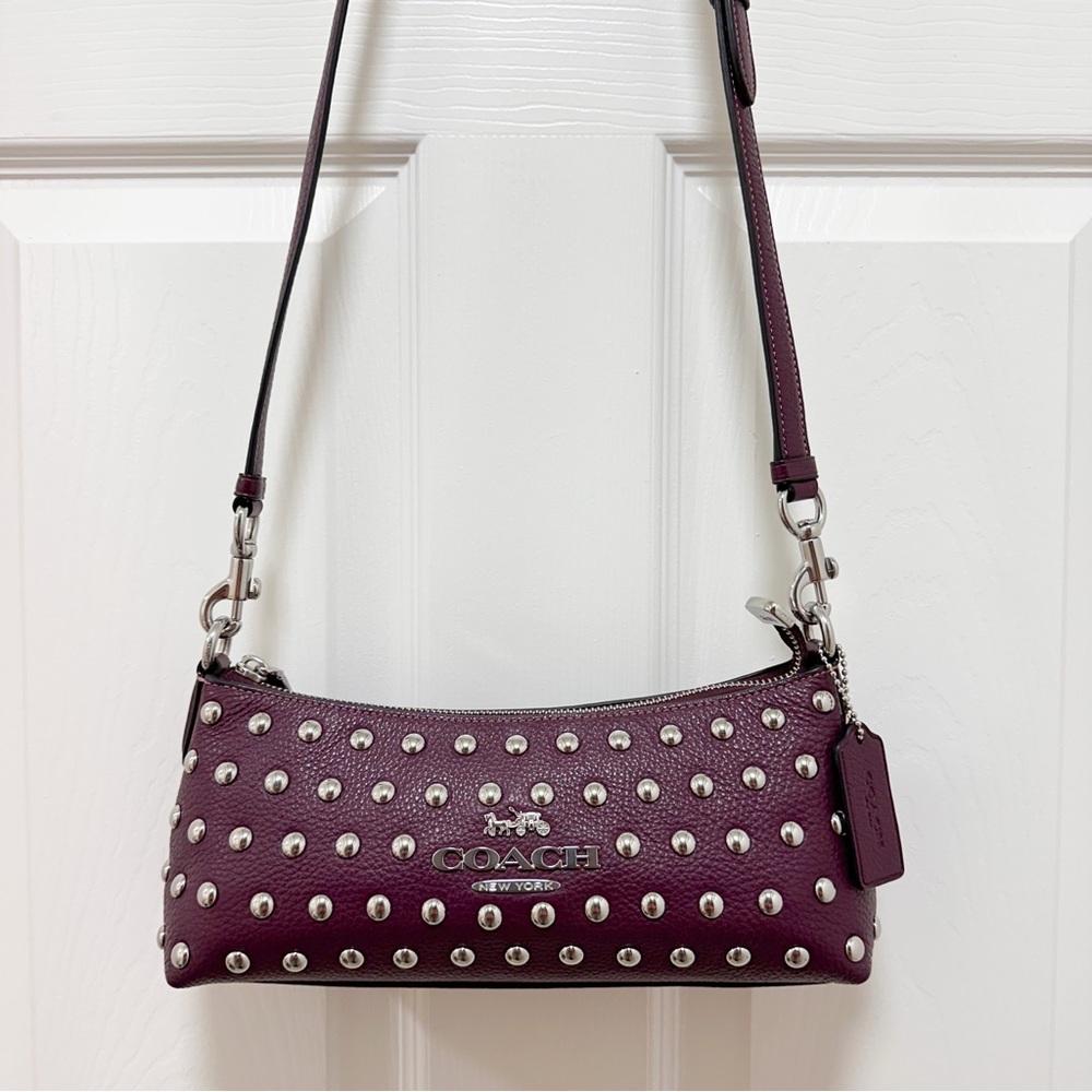SOLD Coach Charlotte Refined Pebbled Leather Baguette Shoulder Bag - Picture 14 of 16
